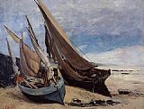 Famous Beach Paintings - Fishing Boats on the Deauville Beach